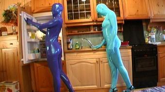 Vidzflix Lesbian Spandex Catsuit Girls At Home (VidzFlix)