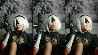 Nier automata: 2B sexy smoking - Apr 15, 2020 (Lil cosplay slut)
